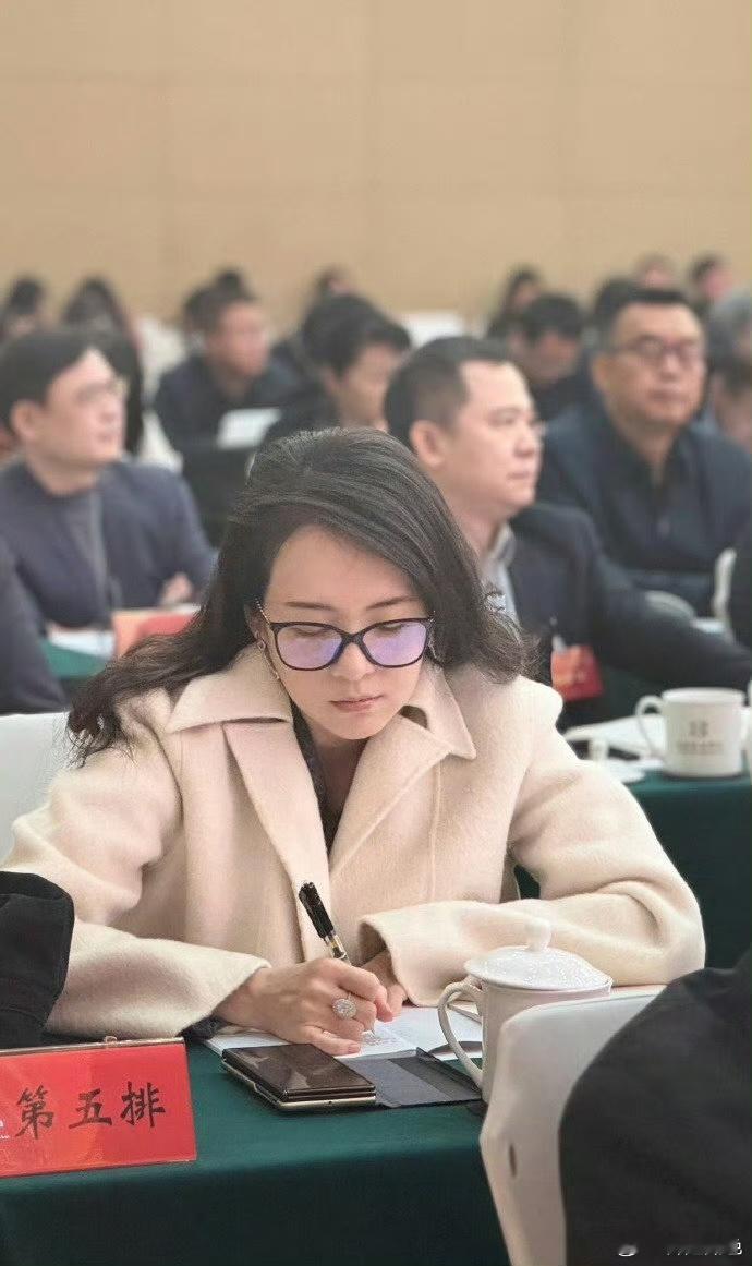 章子怡全国文联会议开会素颜，这波是体制内版女强人，章子怡真的太厉害了，听的很认真