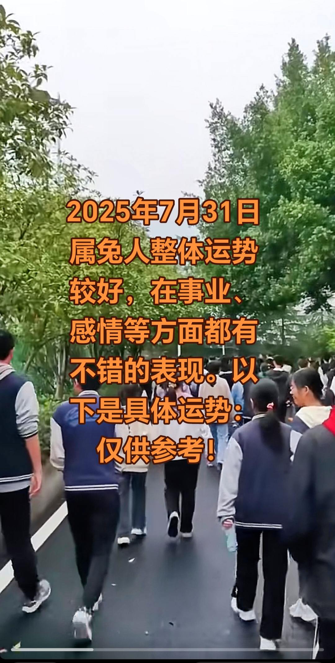 2025年7月31日属兔人整体运势较好，在事业、感情等方面都有不错的表...
