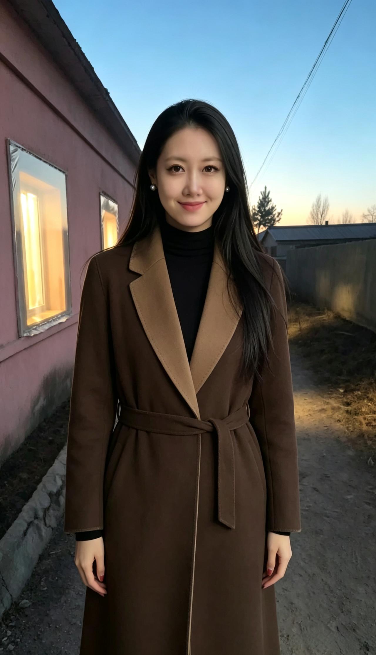 在乡村暮色的褶皱里你是一抹安静的棕大衣裹着初冬的微凉也裹着，岁月沉淀的从容