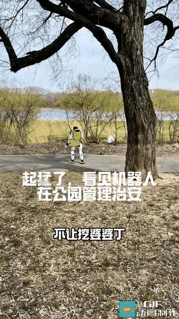 “哈哈，笑不活了”吉林的公园里有一个机器人拿着大喇叭喊游客不要挖野菜，说打药了，
