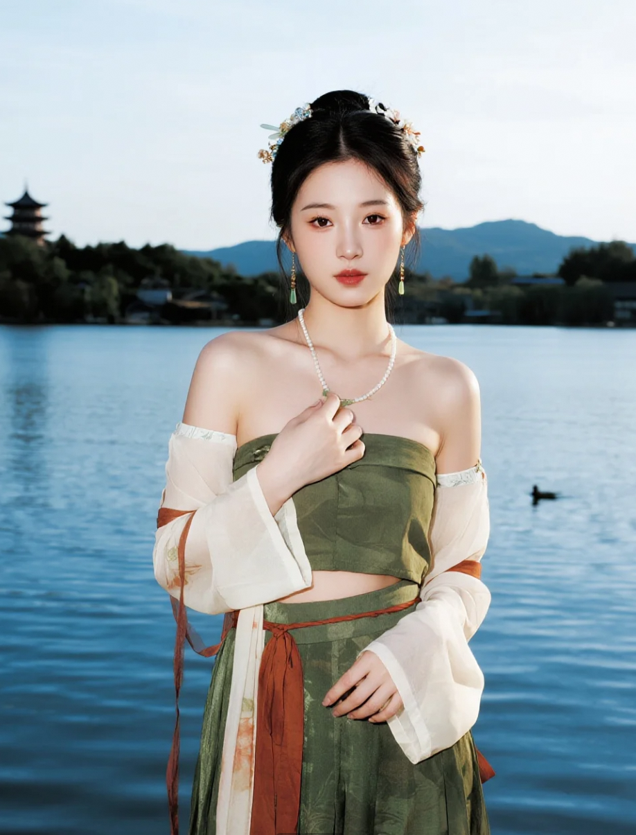 古风美人配上公园美景，这样的组合你喜欢吗？