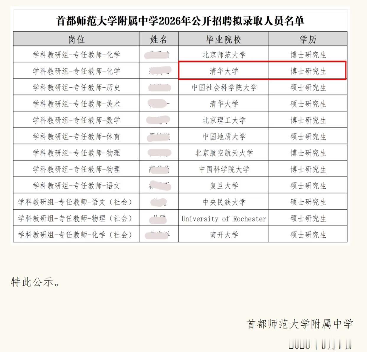 破防了，清华大学博士成中学教师！学科要求太高了吧。博士到初中教书无非这几种情况