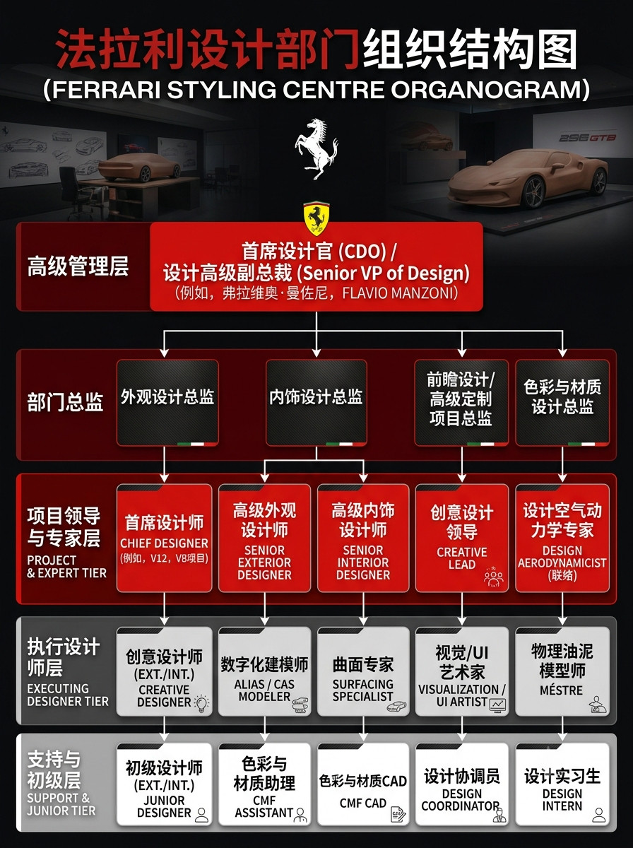 我用豆包和Gemini交叉验证了一下，关于法拉利的设计层级。小鹏的胡安马·洛