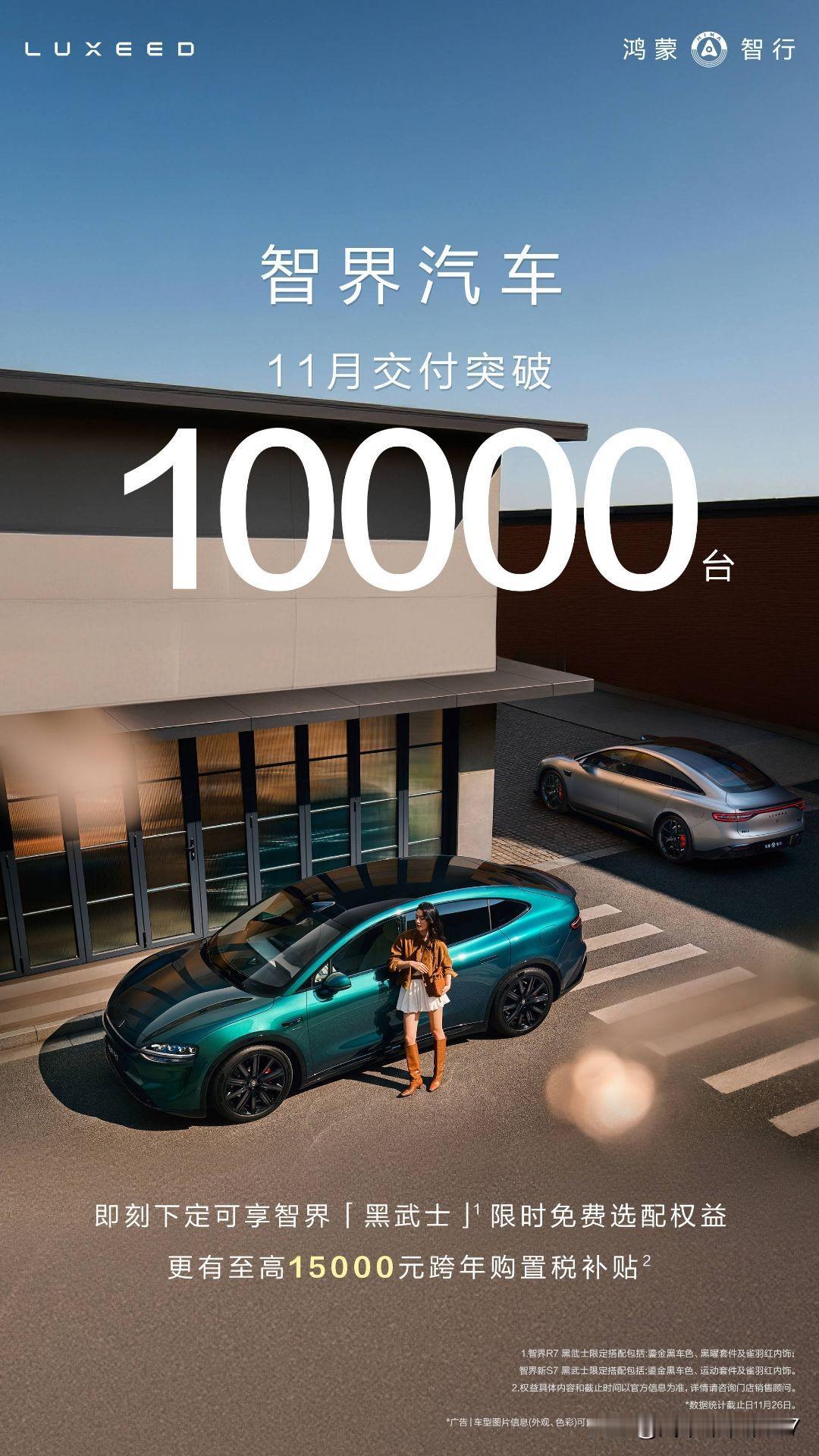 11月尚未落幕，华为便公布智界交付量突破1万台，这速度着实惊人！智界品牌已连续两