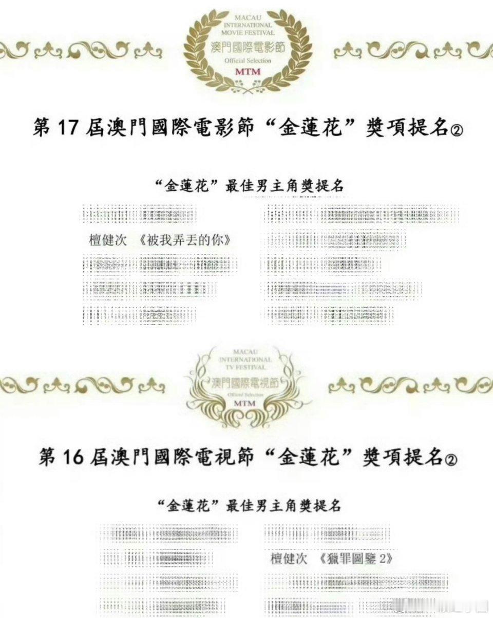 檀健次金莲花视帝影帝双提名！这么那么优秀！