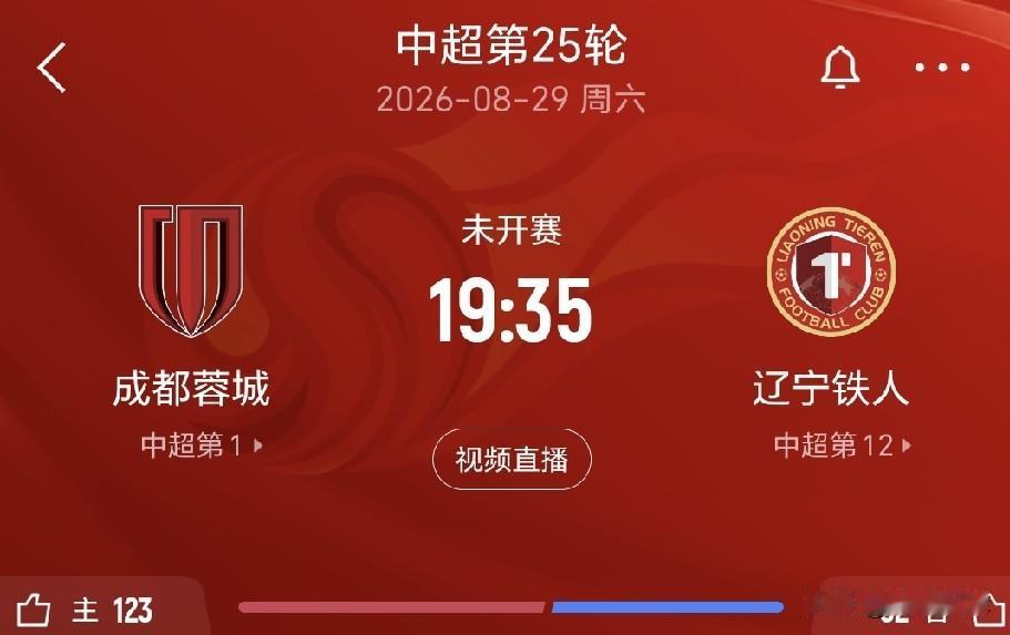 成都蓉城主场不能认怂，必须拿下辽宁铁人证明自己的就是本赛季的中超联赛冠军，这场比