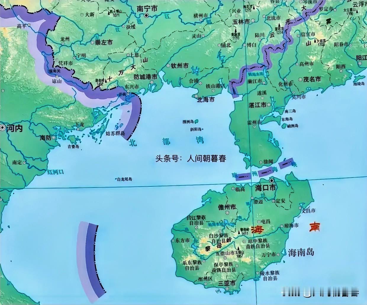 从地理角度来看，当年真不应该将北部湾海域这两段海疆线取消掉啊。北部湾海域面积超1