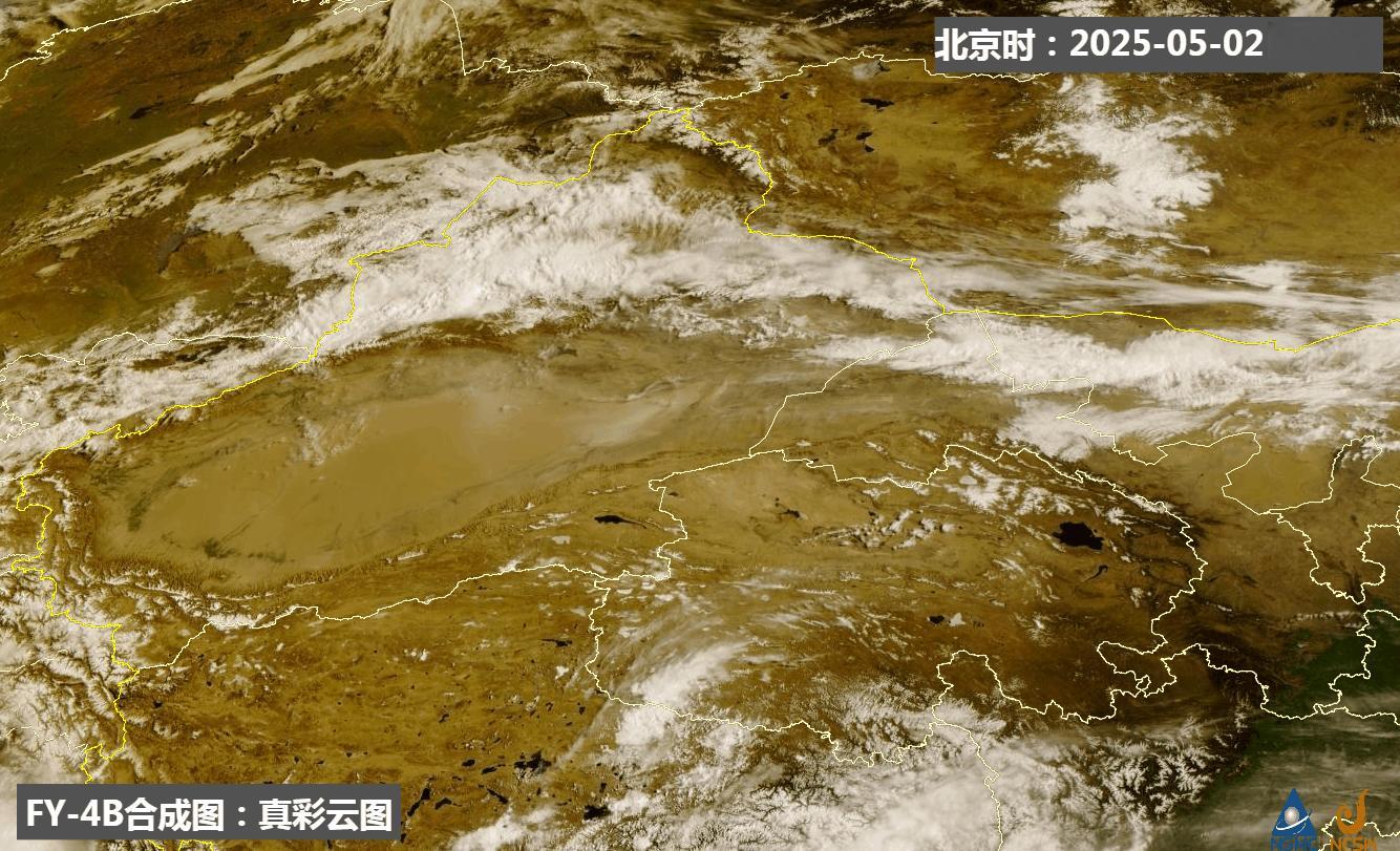 【沙尘】从卫星监测看，今天在新疆塔里木盆地东部、甘肃西部等地，有沙尘发展起来。从
