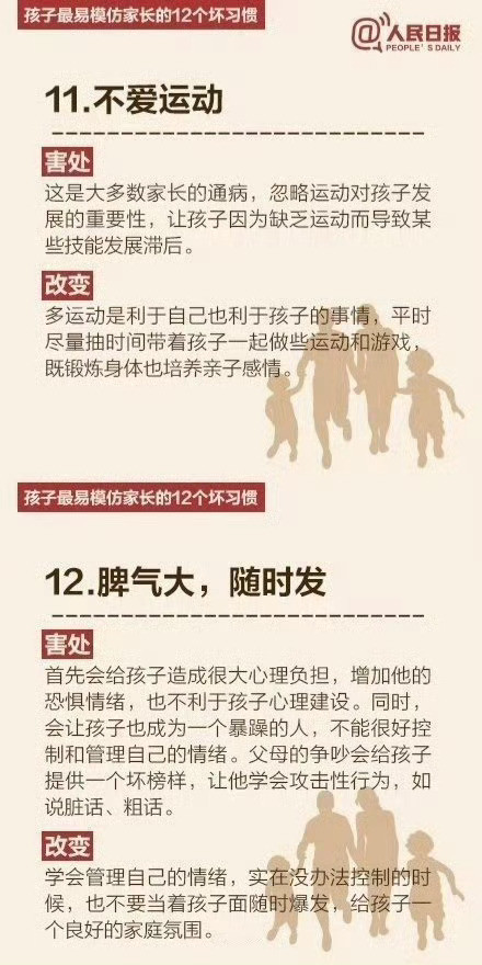 孩子最容易模仿的12个坏习惯​​​