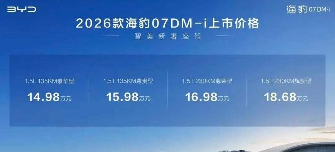 14.98万起！跟我预测的一分不差，海豹07DM-i很能打啊9月14日，预测海