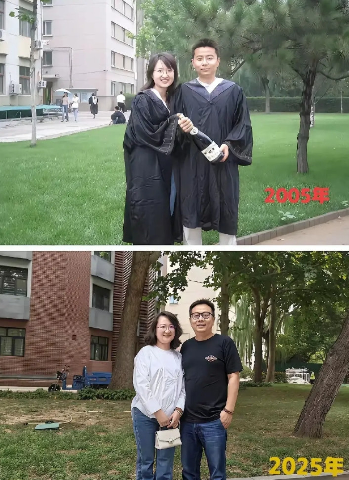 果然,时间这个东西是绝对公平的!两个学生都变成了两个中年人!