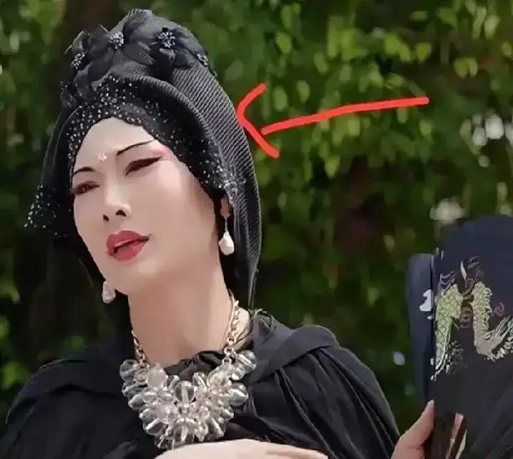 她把外套裹头上时，节目组以为在搞艺术。60岁的何赛飞站在40度红毯上，汗往眼睛