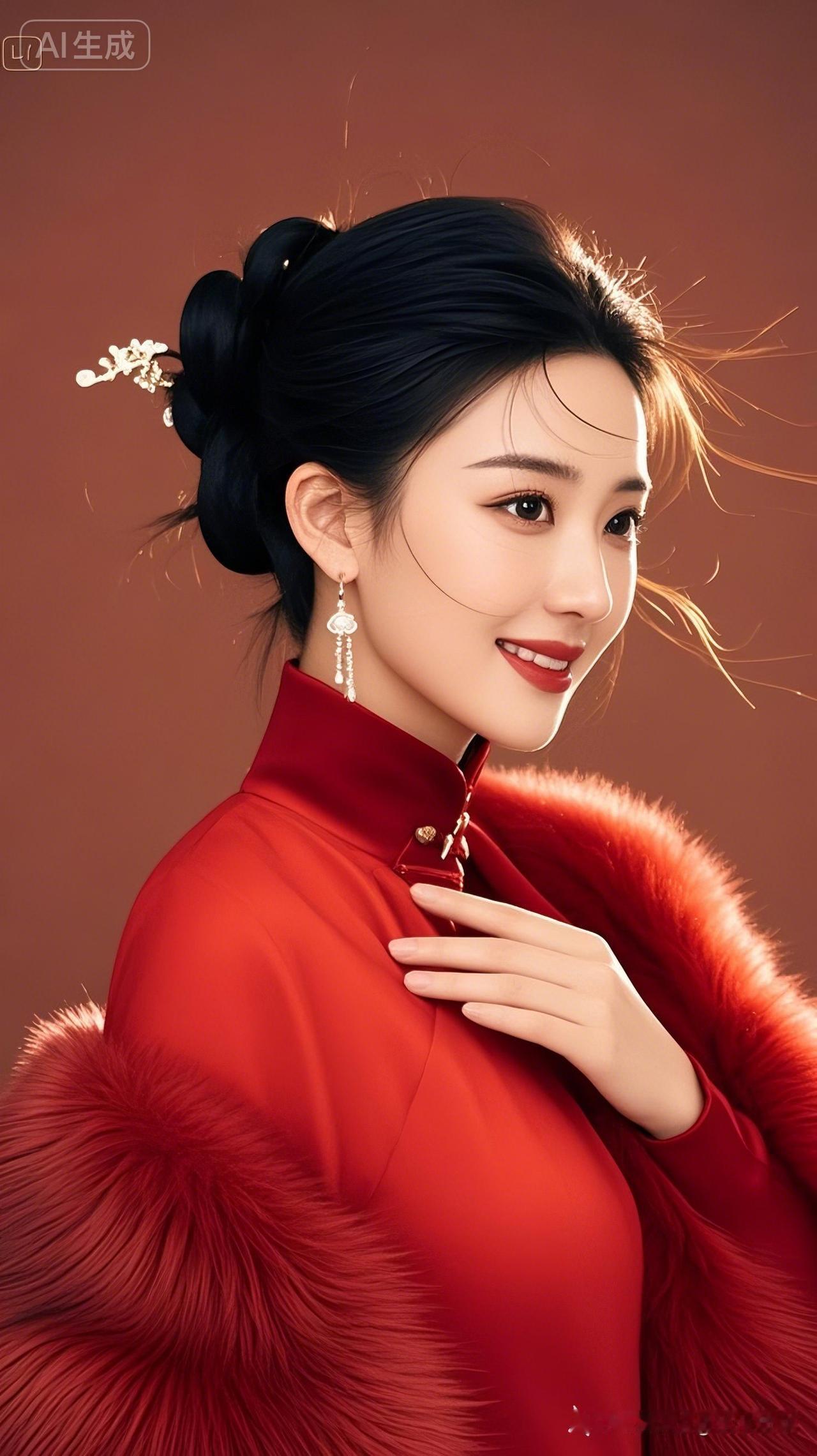 惊艳的东方美人，红衣华服，古典优雅！