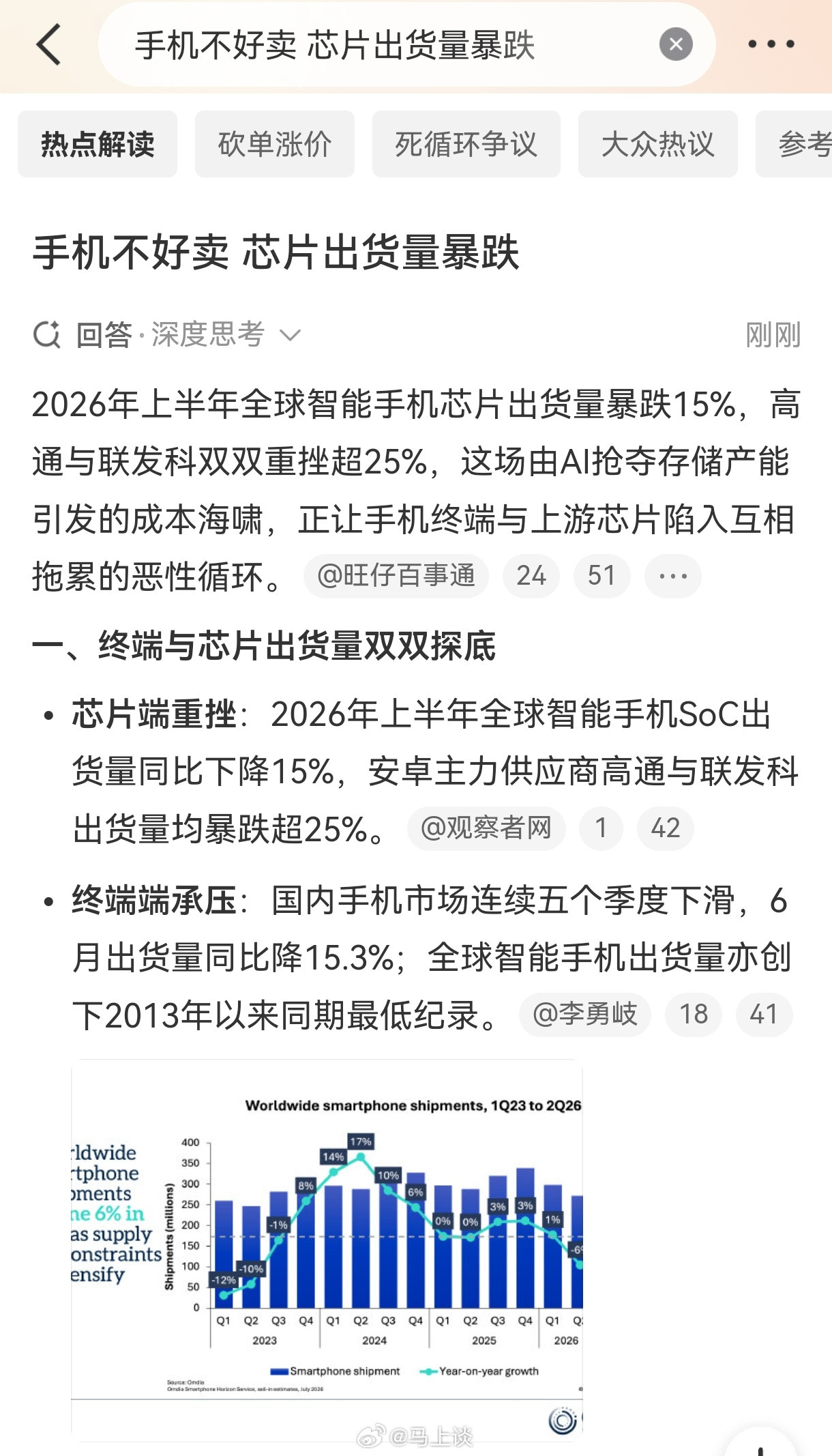 存储芯片价格暴涨→手机成本大幅攀升→中低端手机利润空间被严重压缩→手机厂商提价