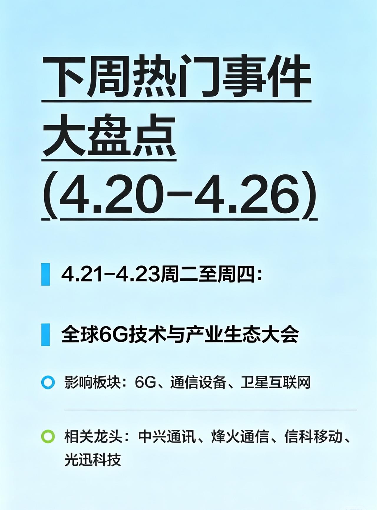 下周A股重点事件清单，干货收好各位股友，下周（4.20-4.26）市场上有几