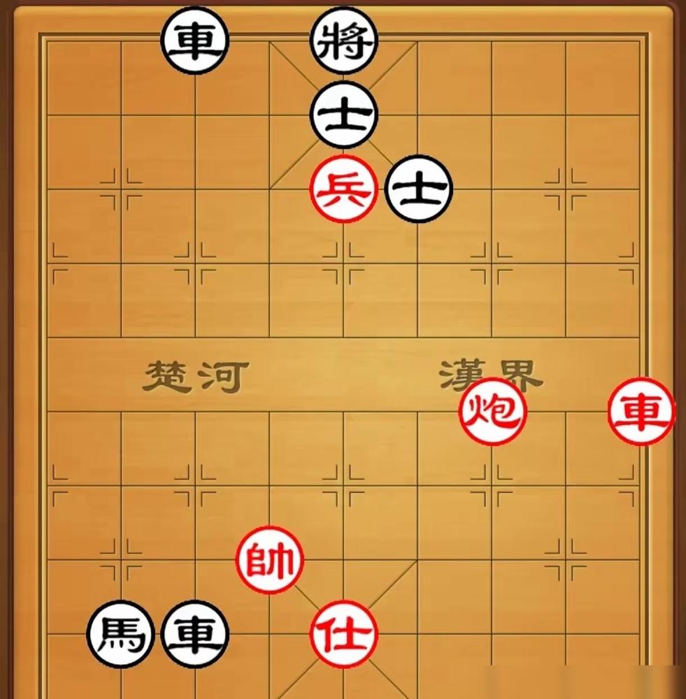 棋盘上，6步定生死。红方一套连招，沉底将军，进炮打士，弃兵诱将。黑方全程