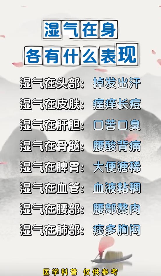 湿气停在不同部位，身体会有哪些表现？