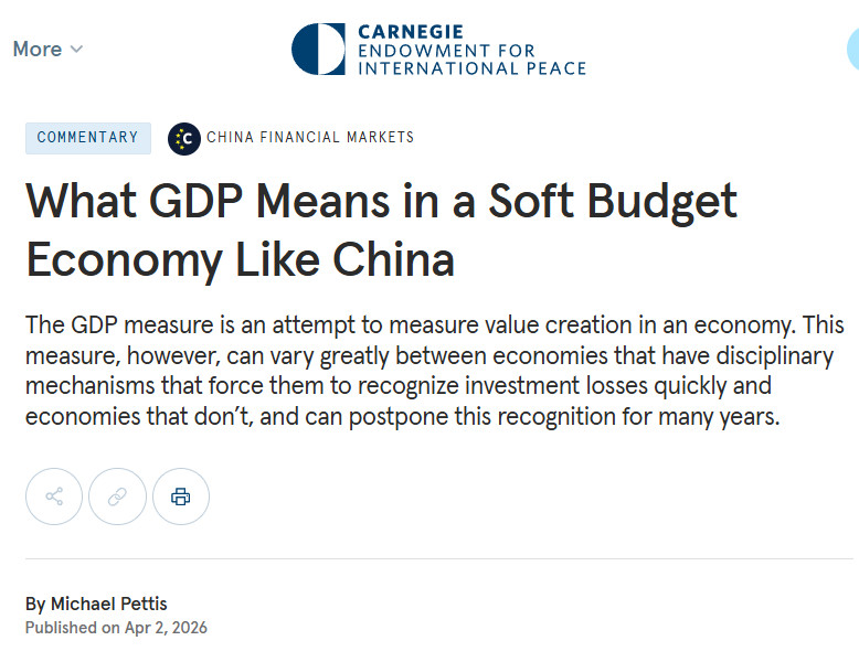 MichaelPettis：中国“软预算约束”夸大了GDP1.外国对于中国“