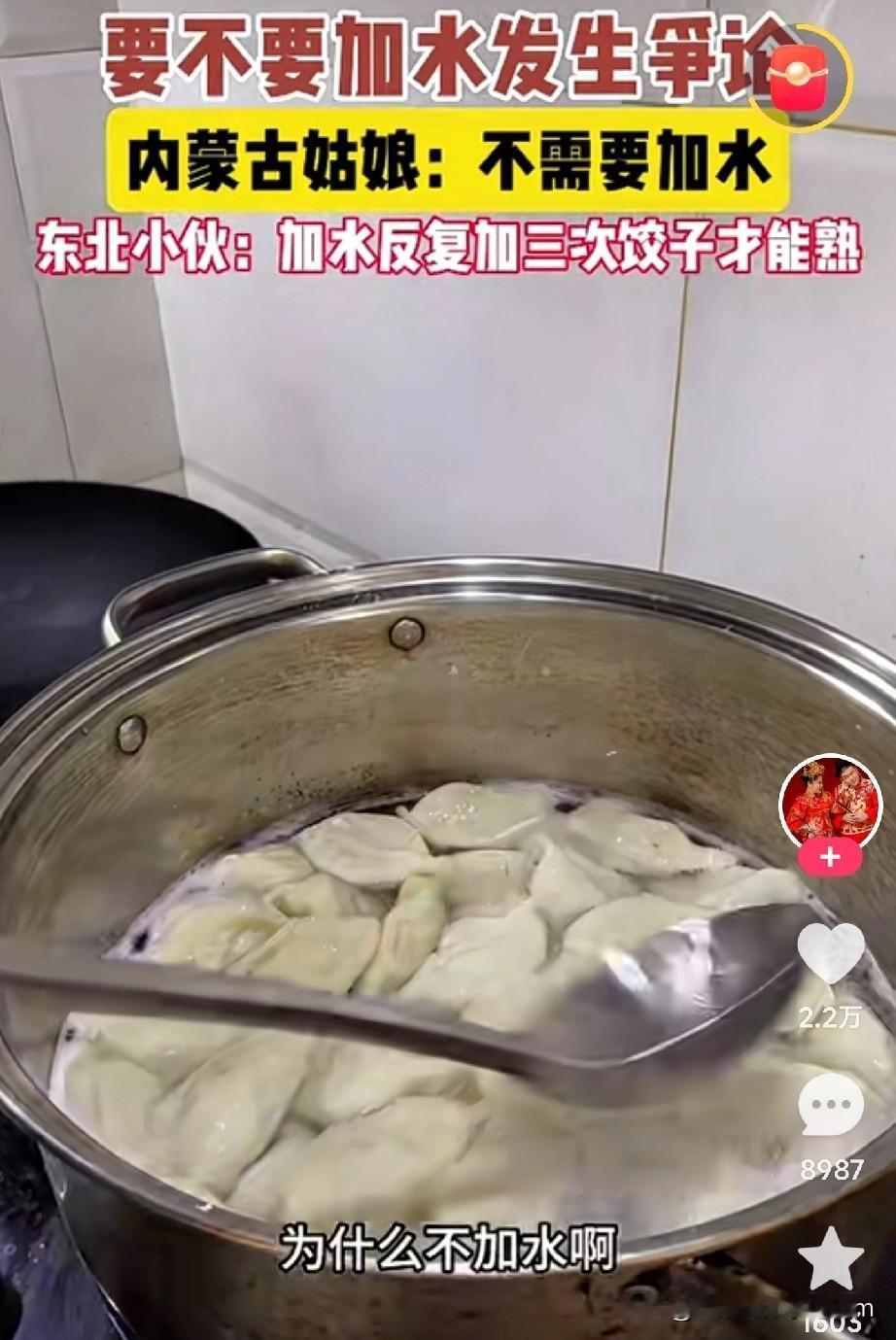 今天刷到个视频，一内蒙姑娘和东北男友煮饺子，差点“打”起来😂姑娘坚称：“我