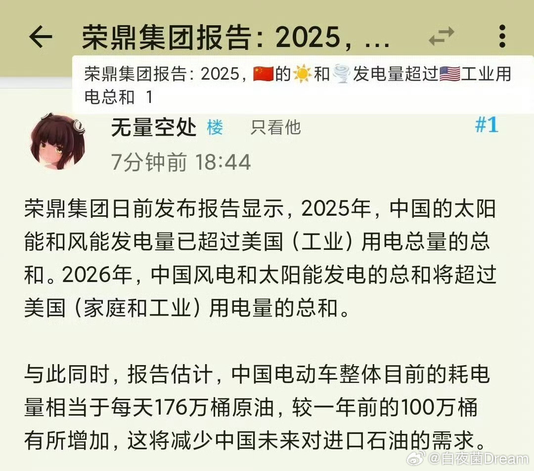 太阳能风能发电量超过美国工业用电量总和