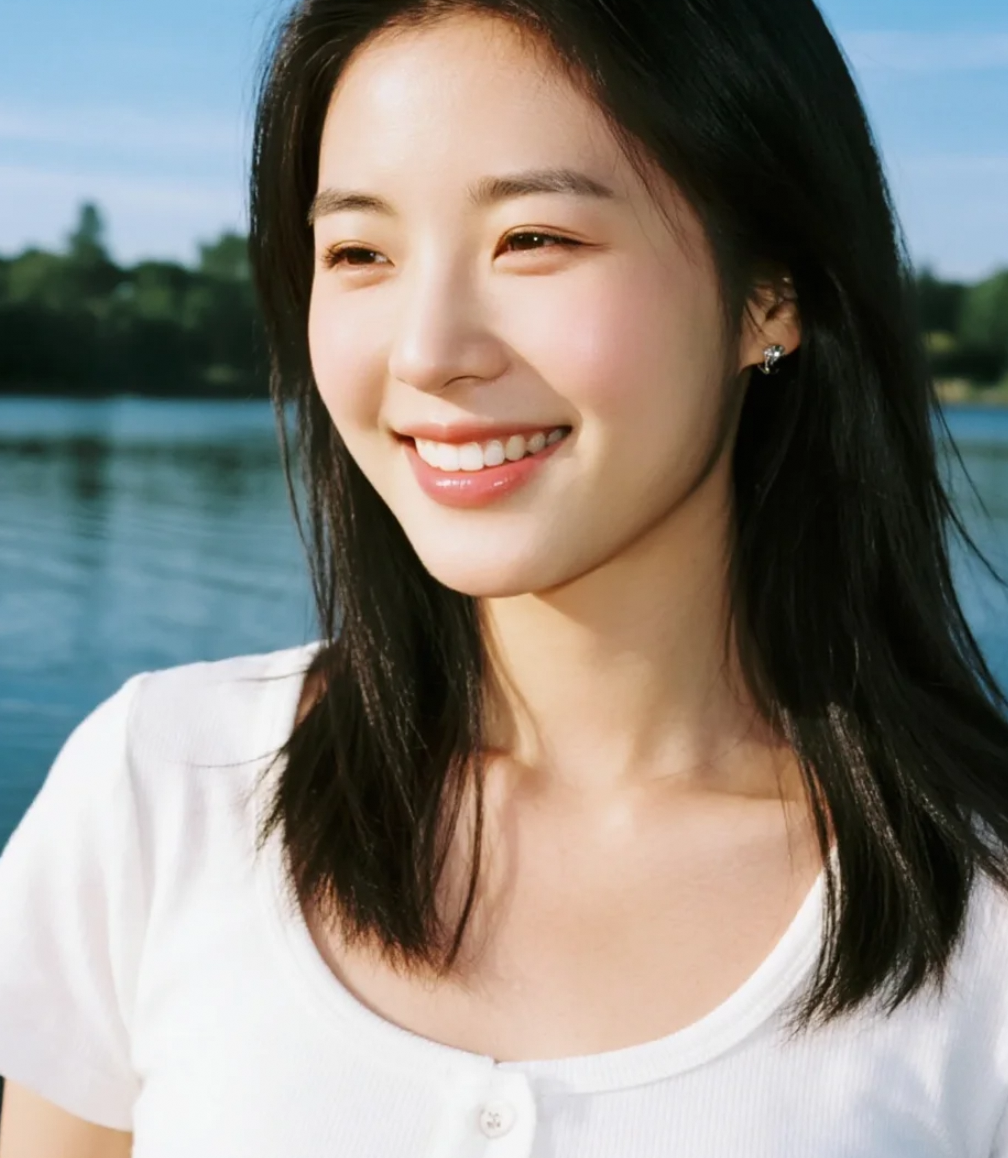美女甜妹的元气笑容，甜过初恋