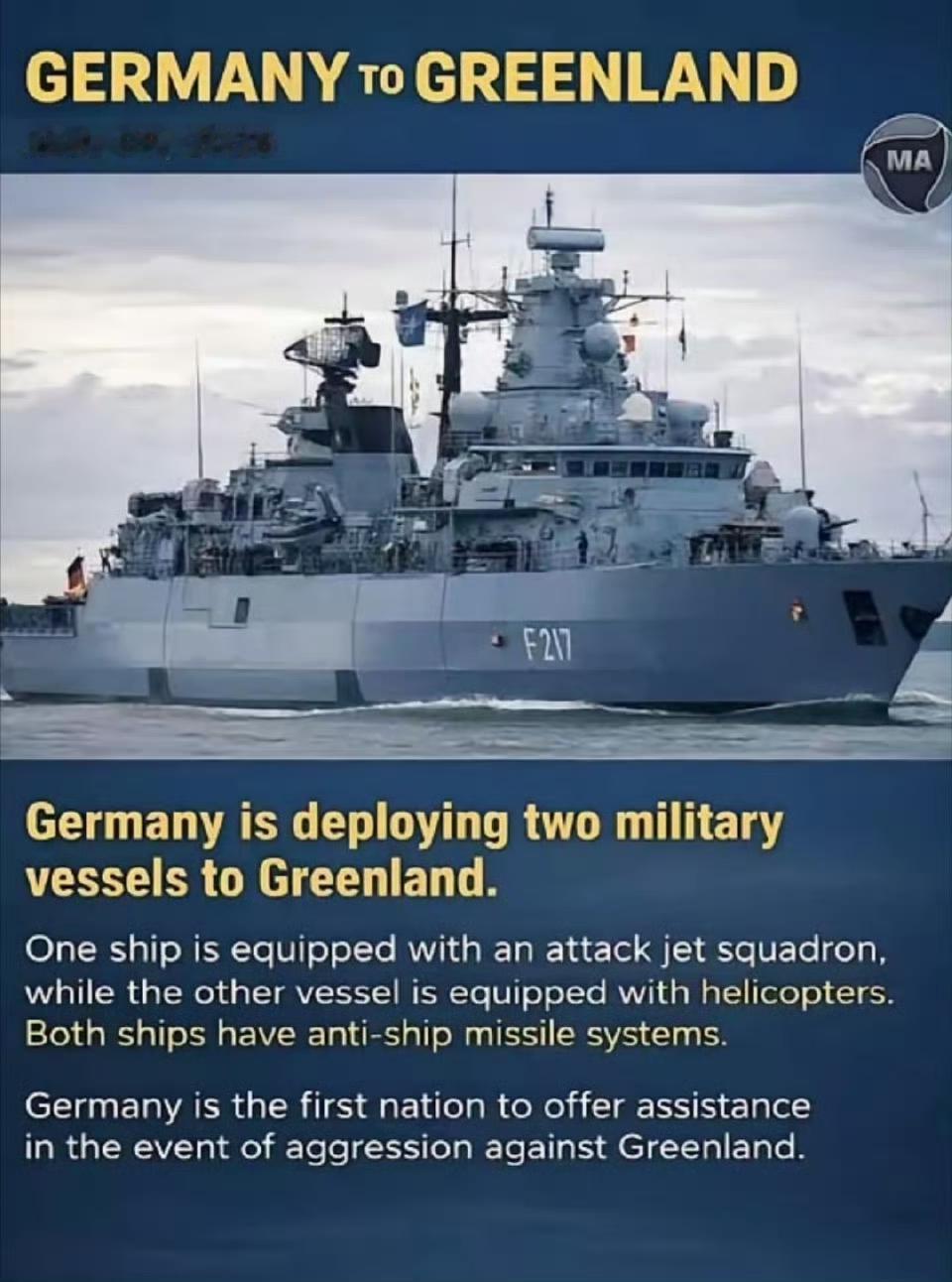 德国突然放大招！两艘战舰直扑格陵兰岛，北约这步棋藏啥猫腻？1月9日，德国直