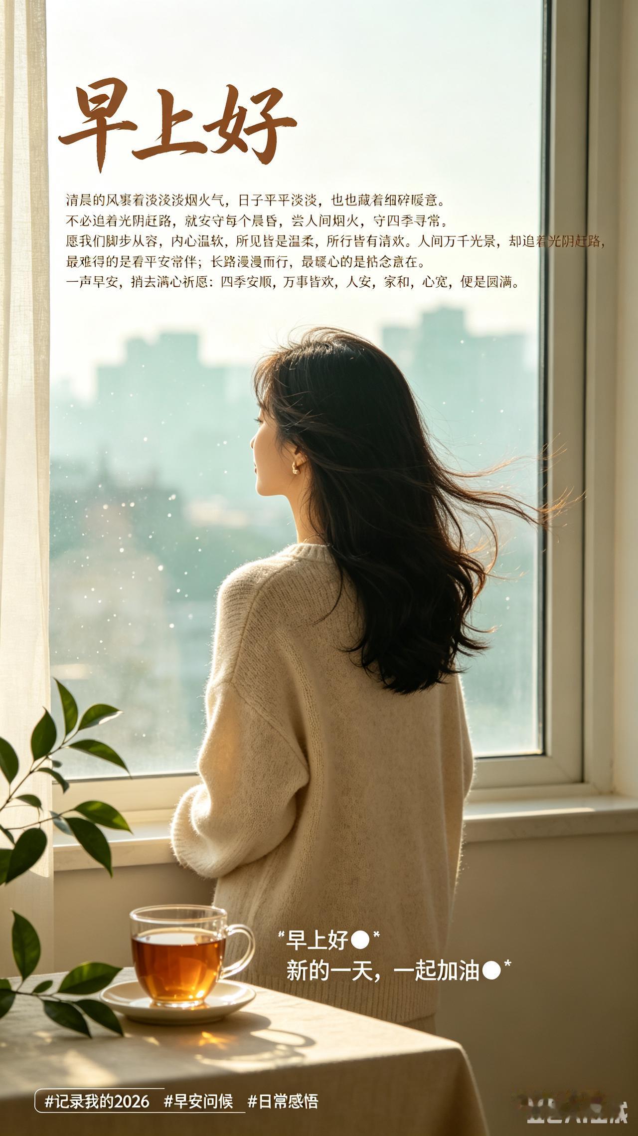 🌿早上好清晨的风裹着淡淡烟火气，日子平平淡淡，却也藏着细碎暖意。