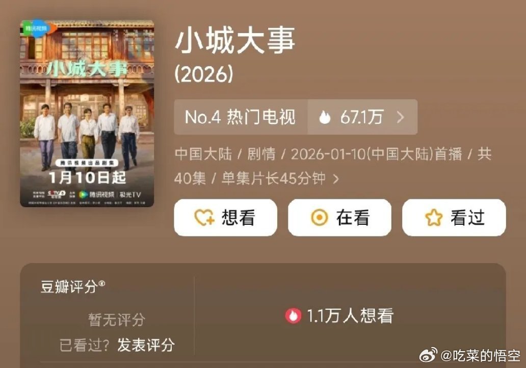 赵丽颖和黄晓明的《小城大事》播完了，目前来看口碑不太妙，今年金鹰和白玉兰估计拿奖