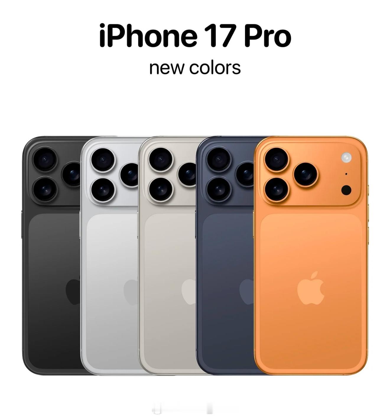 iPhone17Pro橙色新配色已经好多个版本啦…又是天蓝色、又是橙色、