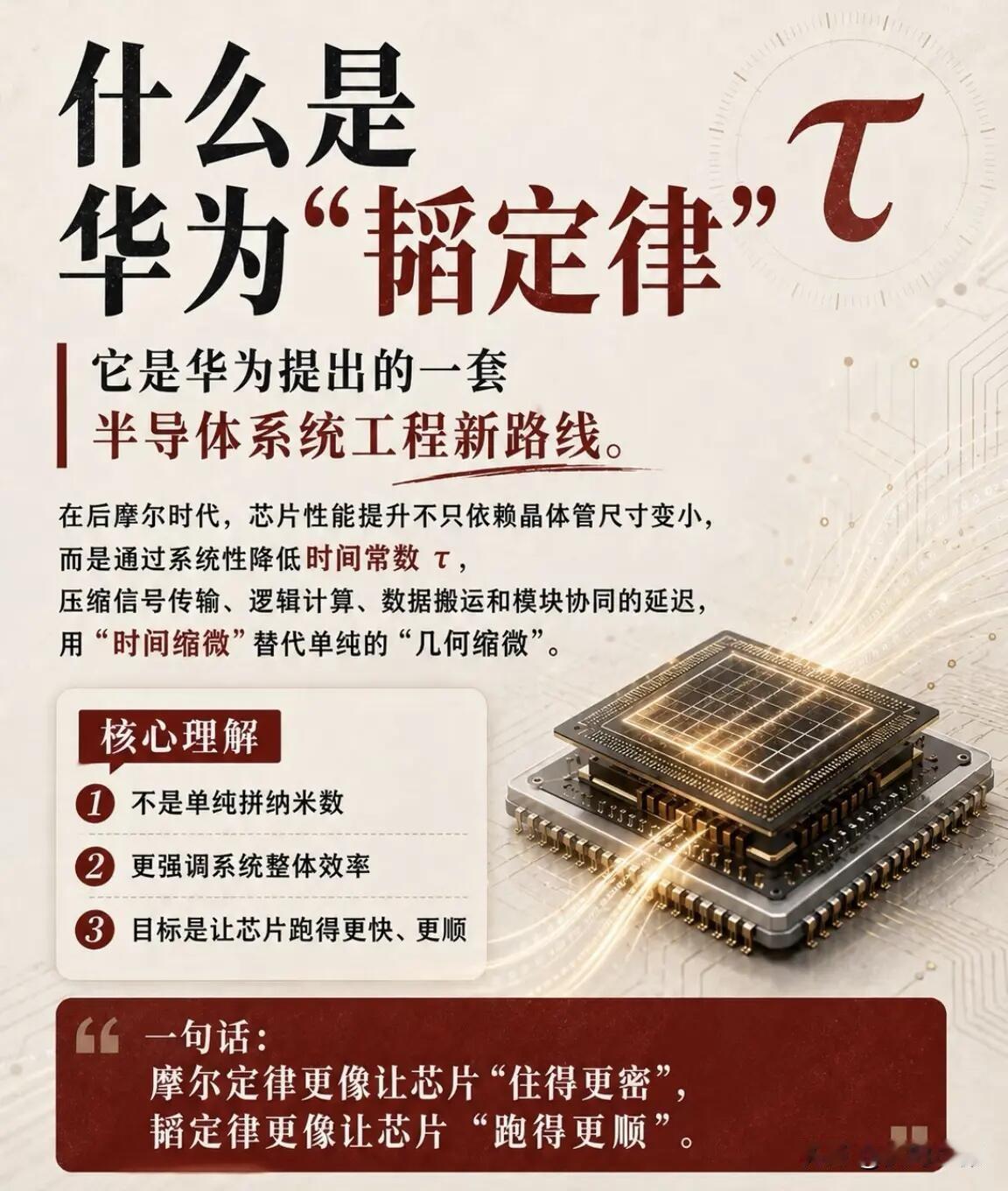 早盘半导体直接爆了，核心导火索，就是华为刚抛出的“韬定律”。过去我们说芯片