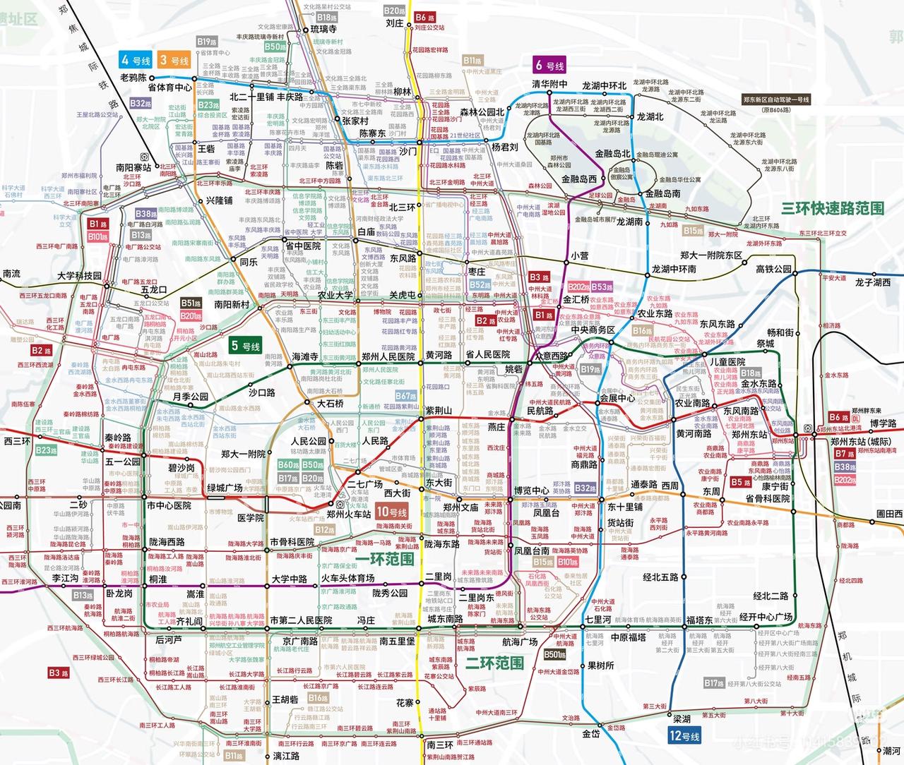 从规划群看到郑州快速公共交通系统线路图(市内版)，一方面感叹郑州的轨道交通和快速