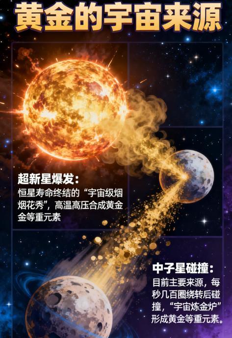 黄金为什么贵?因为地球本身,是炼不出黄金的。它的故乡在外太空。在宇宙中,只有两种