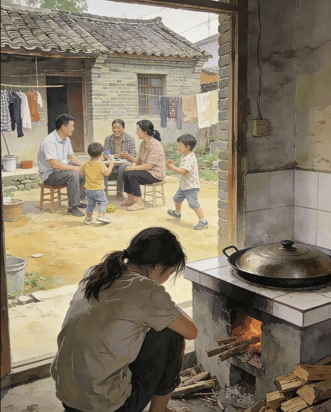 远嫁的弟媳睡到十点，我五点起来烧火，妈从不问我累不累。她对儿媳说话带笑，对我开