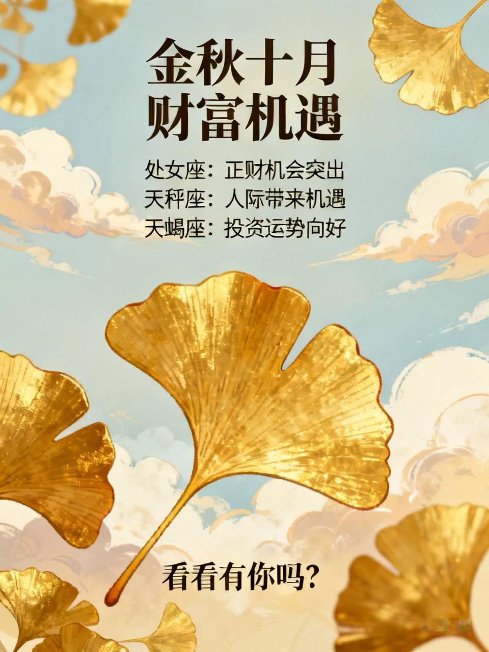 金秋十月容易迎来财富机遇的3个星座不少星座博主都提到，10月有三个星座，有望