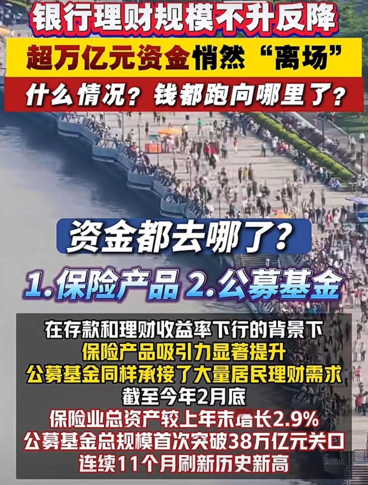 💐银行理财规模不升反降，超万亿元资金悄然“离场”，什么情况？钱都跑向哪里了？