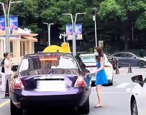 前两天杭州街头，一辆紫色超跑静静停在路边，围观的人举着手机，等着看又是什么富二代