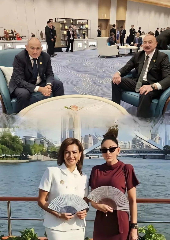 打了几十年的两个老冤家，阿塞拜疆和亚美尼亚两位总统，如今坐在一起聊天，夫人也一起