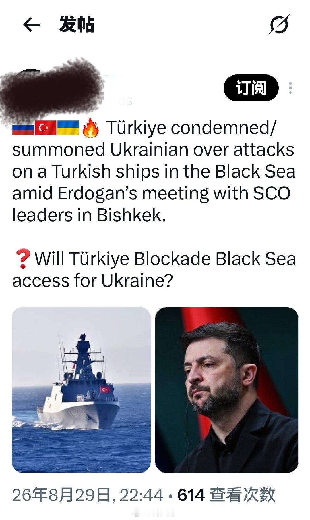 在埃尔多安于比什凯克出席上合组织（SCO）领导人会议之际，土耳其因本国船只遭袭事