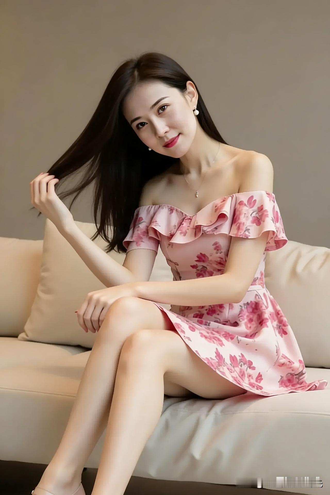 甜美少女风，粉色碎花裙，温柔优雅，少女心满满！🌸💕觉得哪位女明星最美最有气质