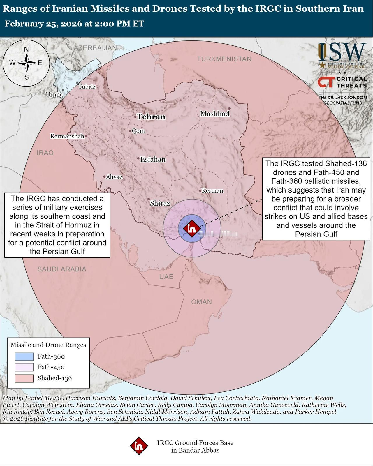 2月26日，美国智库，美国战争研究所对伊朗首都德黑兰遭到伊朗叛军突袭，五大伊朗叛