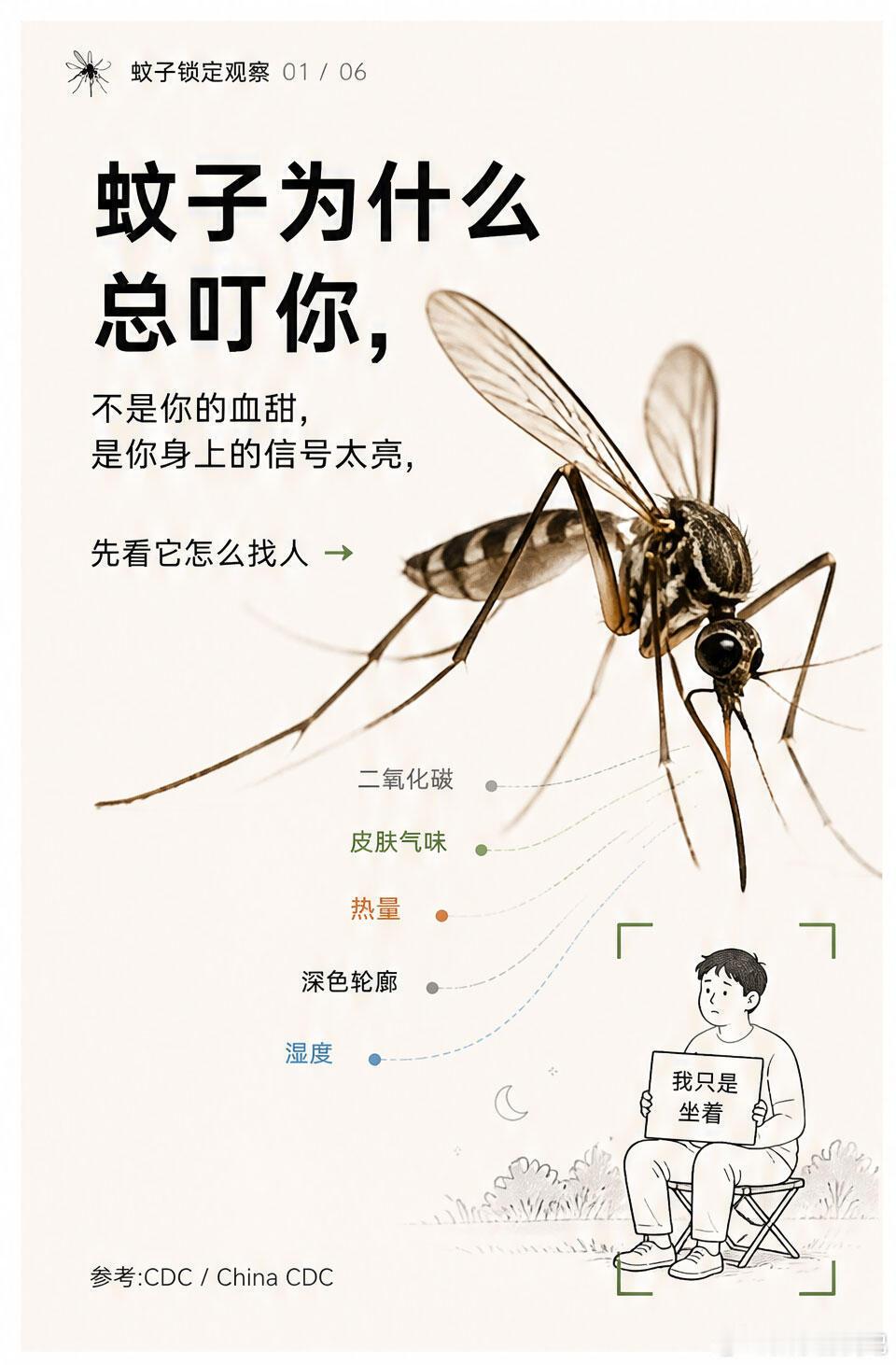 怪不得总打不到蚊子蚊子为什么总叮你？一群人坐在一起，蚊子偏偏追着你咬，难道是“我