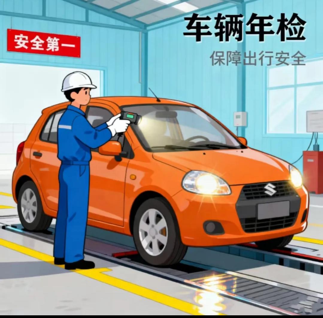 我开着家里的小汽车去检测站检车，交了钱汽车上了检测线，等了一会，然后把我的车开出