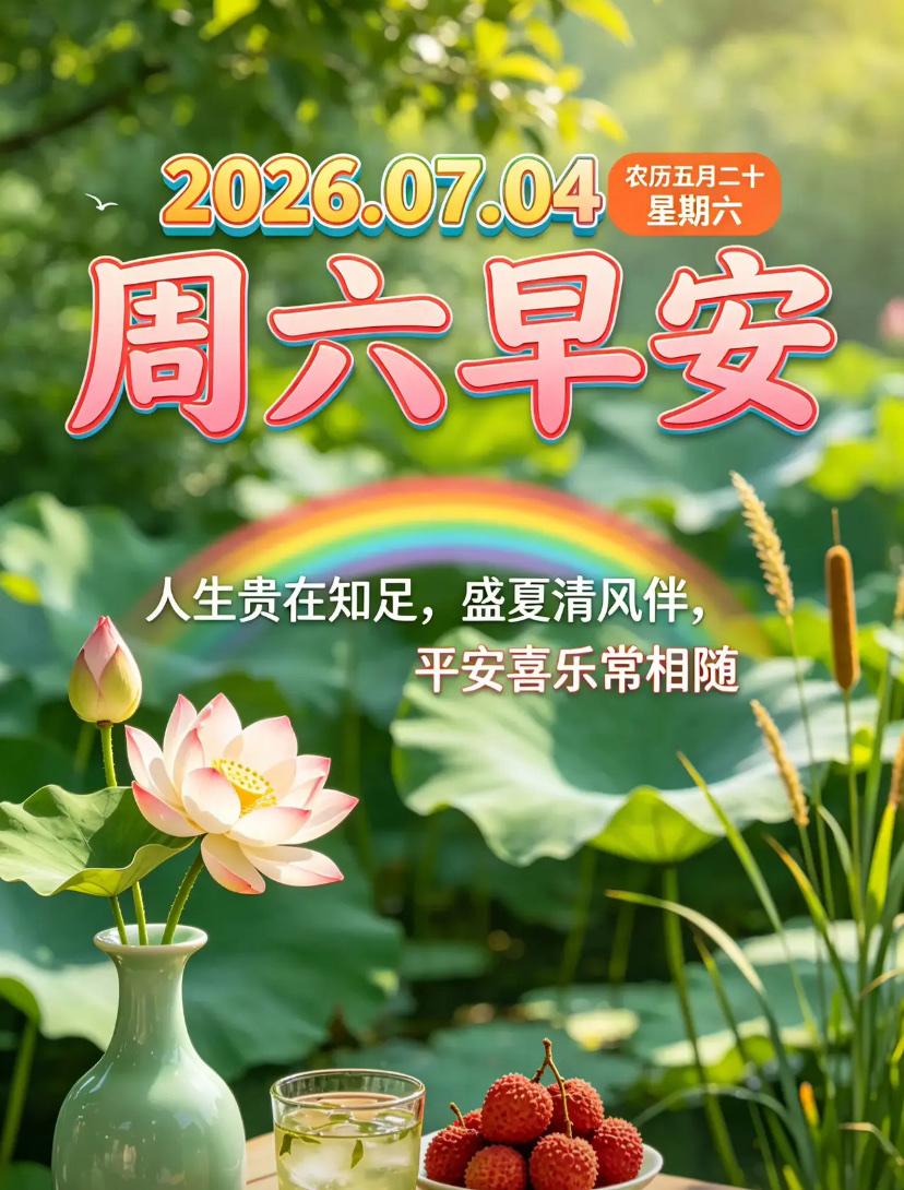 🌺2026./7.4.盛夏朝光.周六安康🌺🌿☀️周六早安，暂且告别工作