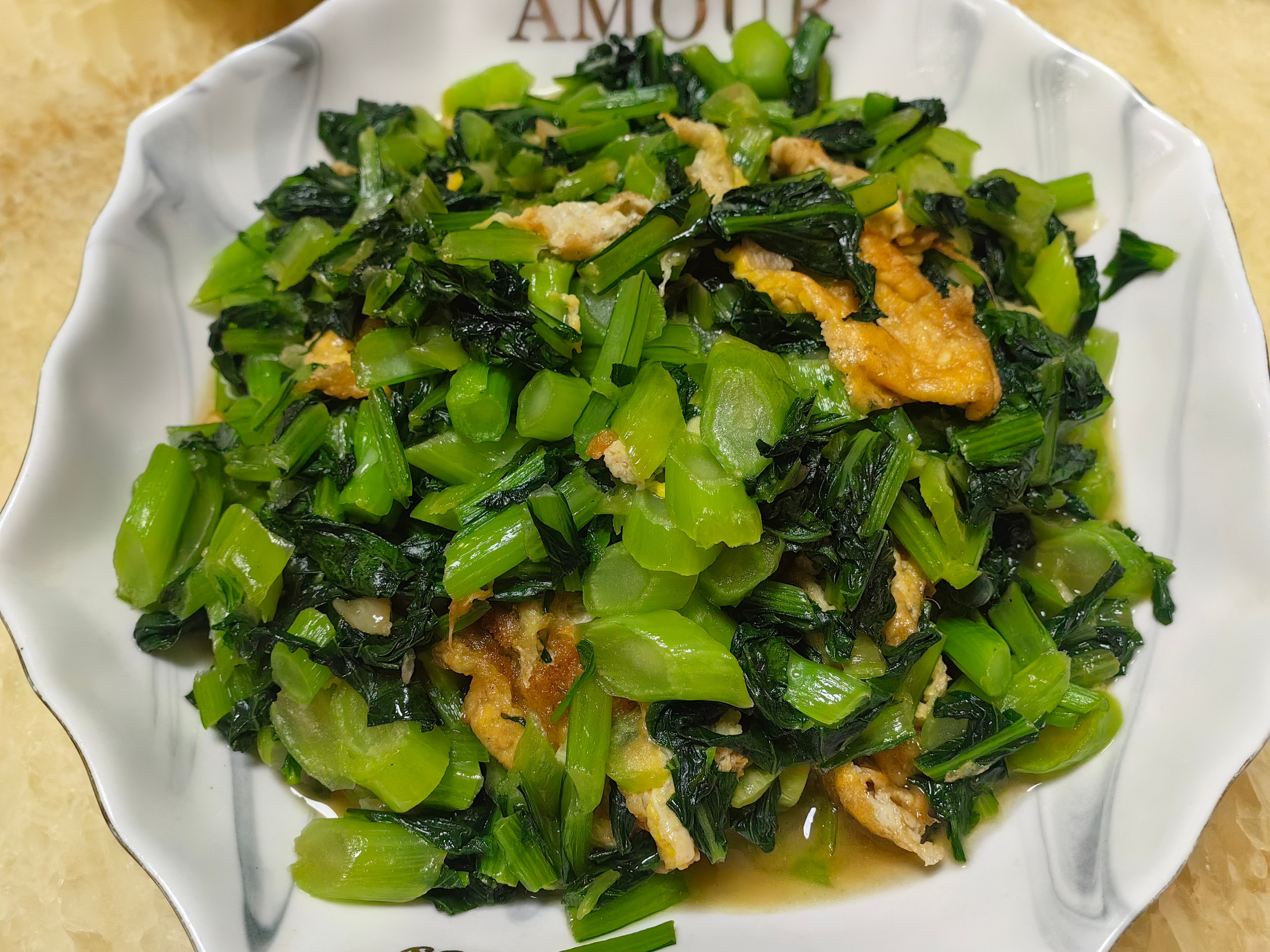 家常菜广东菜心炒蛋，八➕1鸭，炒豆芽，清蒸黄翅鱼。