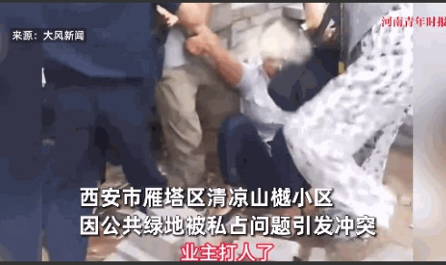 “严查到底！”7月8日，陕西西安，一处小区一楼业主，看小区绿化带空着，直接将绿化
