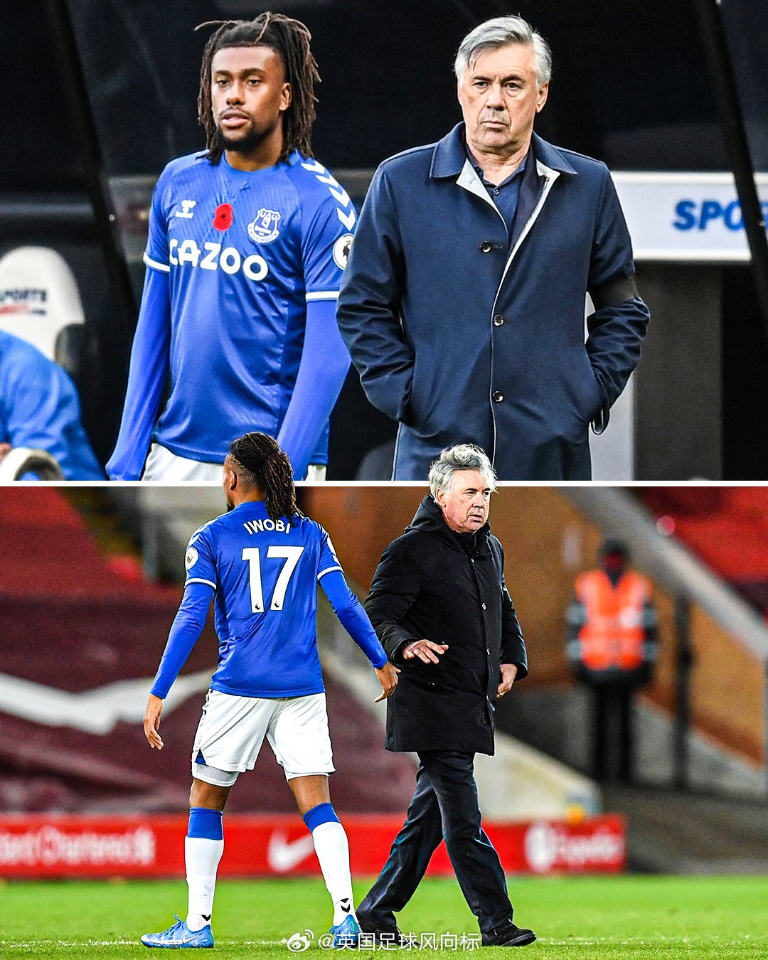 【挑战安切洛蒂的下场】前埃弗顿球员伊沃比，透露他是如何在安切洛蒂麾下失去埃弗顿首