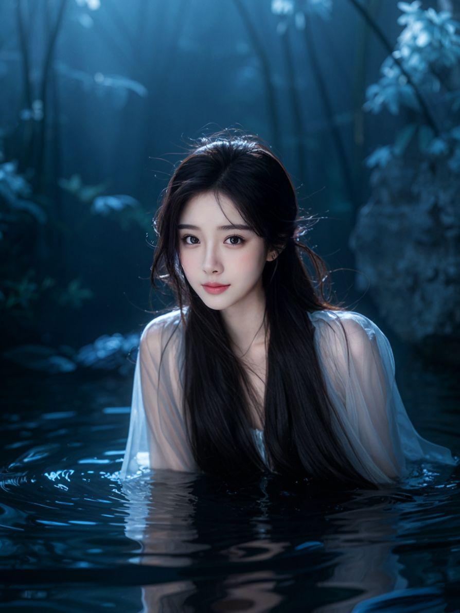 AI朦胧黑潭大片 ai创作 原来ai写真可以这么美  谁拍谁好看 美出高级感