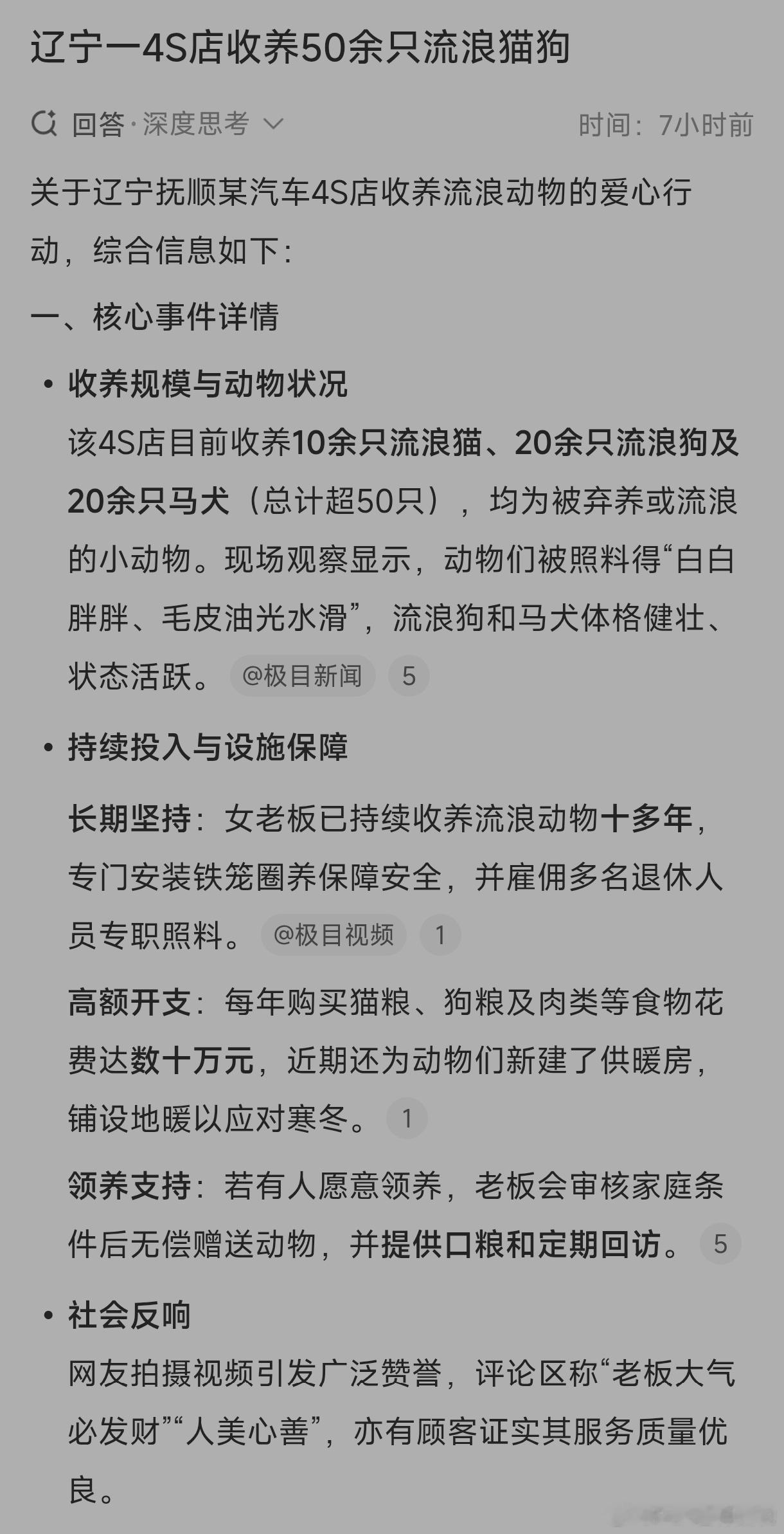 辽宁一4s店收养50余只流浪猫狗最打动人心的，往往是这种“非专业救助者”的坚持