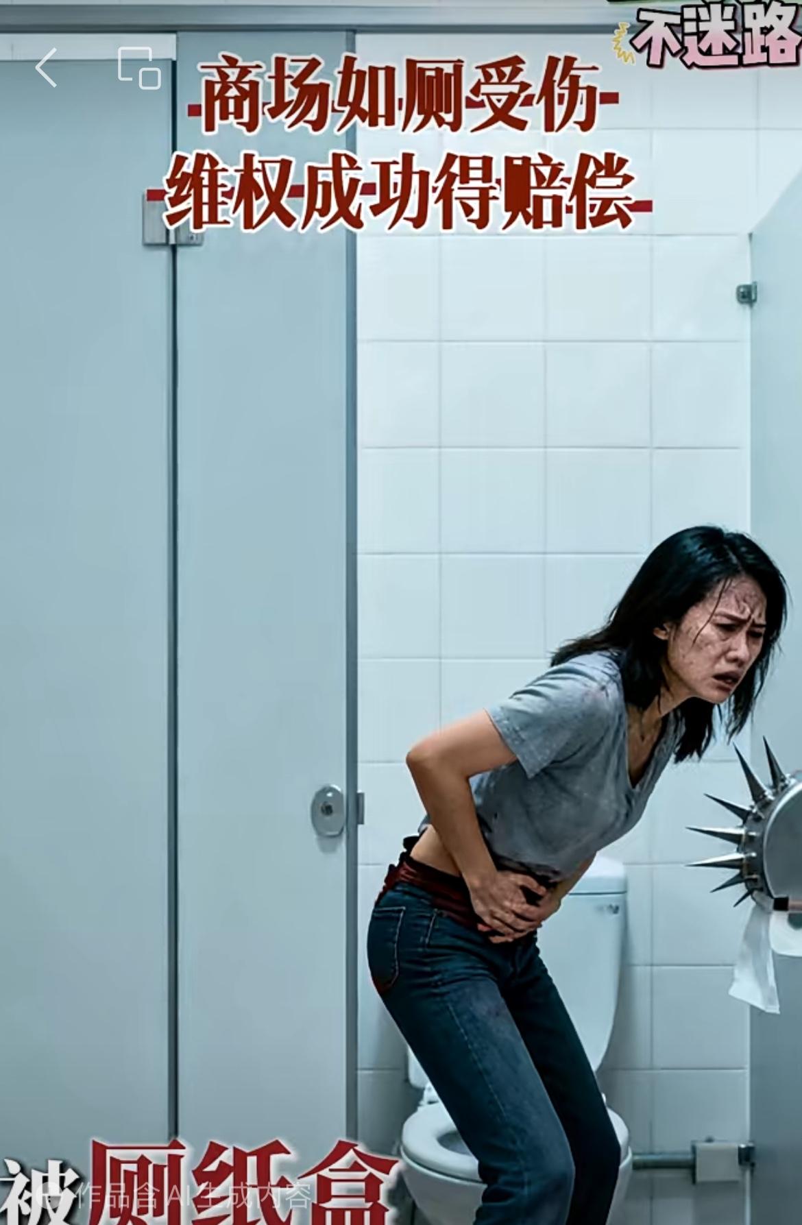 广州一女子自曝在商场上厕所，屁股被卫生纸盒边缘擦伤。11月16日，事发广州美林M