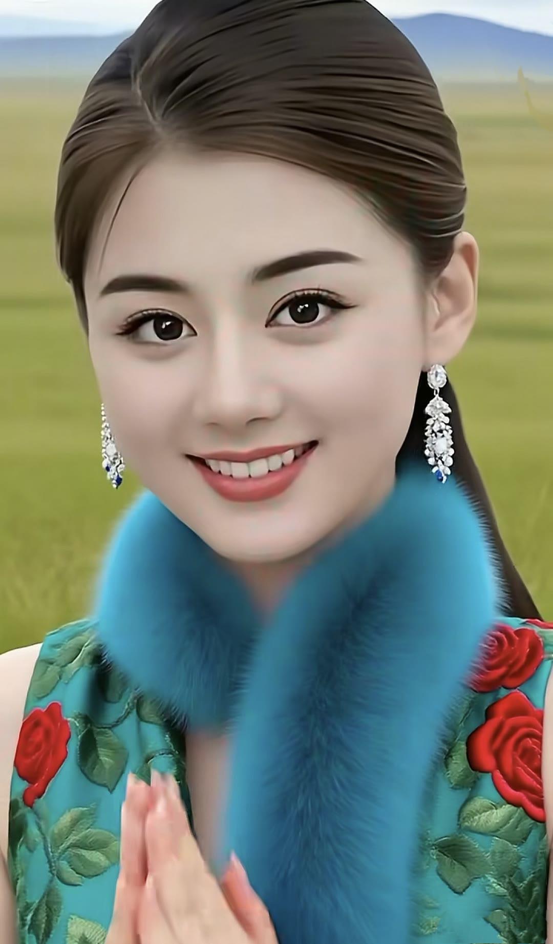 优雅蓝调，花海中的微笑